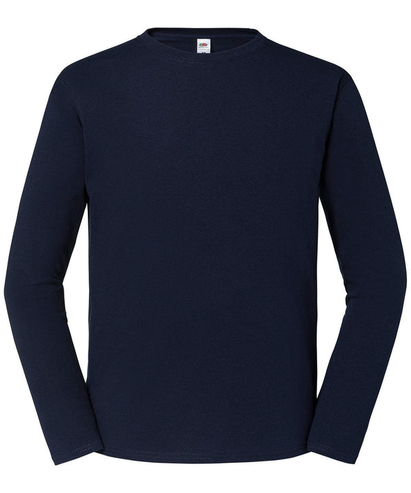 Deep Navy - Iconic 195 ringspun premium long sleeve T T-Shirts Fruit of the Loom New Styles for 2023, Plus Sizes, T-Shirts & Vests Schoolwear Centres