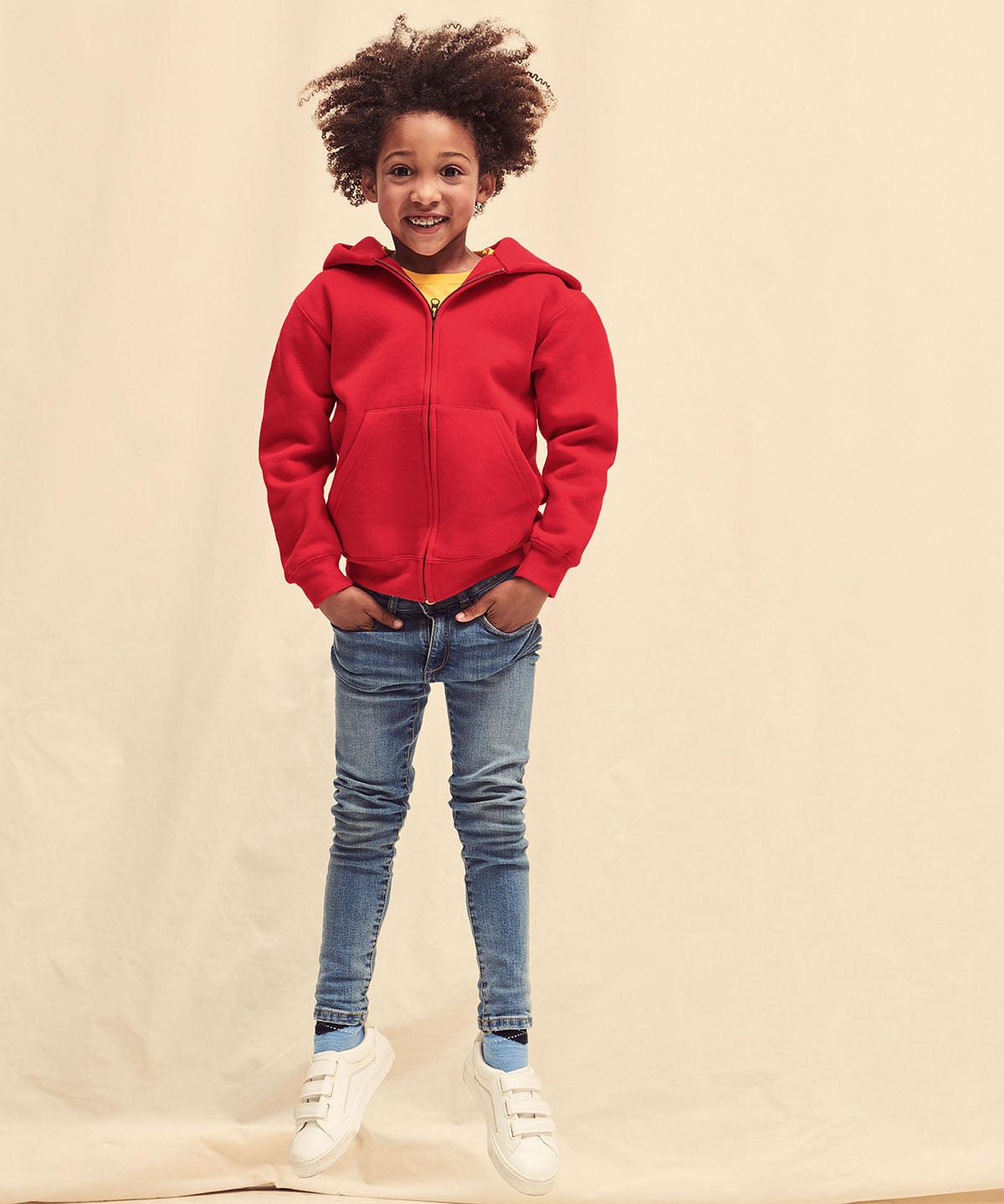 Red - Kids premium hooded sweatshirt jacket Hoodies Fruit of the Loom Hoodies, Junior, Must Haves Schoolwear Centres