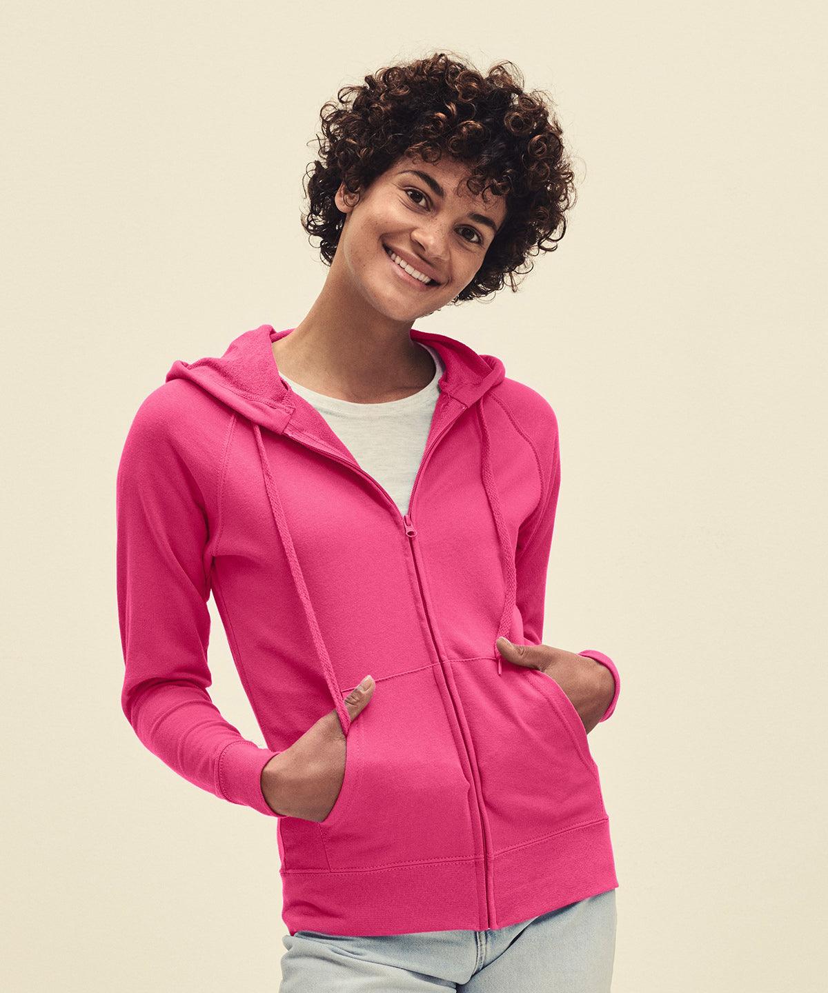 Fuchsia - Women's lightweight hooded sweatshirt jacket Hoodies Fruit of the Loom Hoodies, Raladeal - Recently Added, Women's Fashion Schoolwear Centres