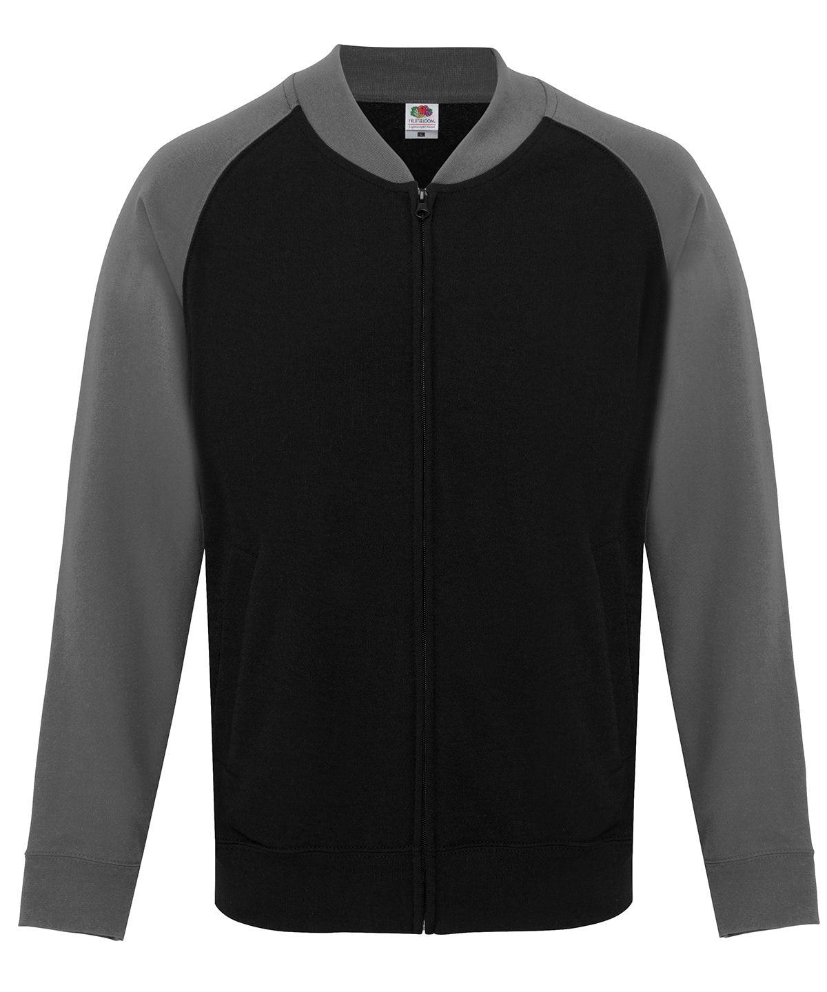 Black/Light Graphite - Baseball sweatshirt jacket Jackets Fruit of the Loom Jackets & Coats, Lightweight layers Schoolwear Centres