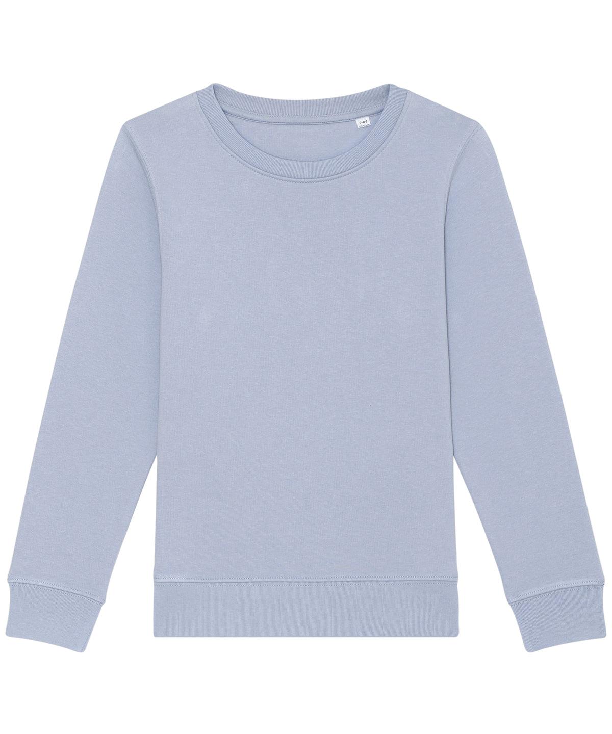 Serene Blue - Kids mini Changer iconic crew neck sweatshirt (STSK913) Sweatshirts Stanley/Stella Conscious cold weather styles, Exclusives, Junior, Must Haves, New Colours for 2021, New Colours For 2022, Organic & Conscious, Recycled, Stanley/ Stella, Sweatshirts Schoolwear Centres