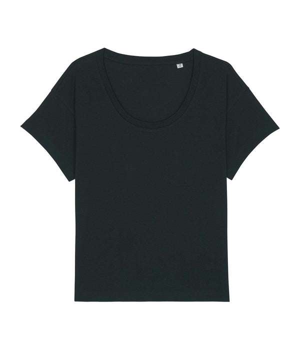 Black - Women's Stella Chiller scoop neck relaxed fit t-shirt (STTW036) T-Shirts Stanley/Stella Exclusives, New Colours For 2022, Organic & Conscious, Plus Sizes, Rebrandable, Stanley/ Stella, T-Shirts & Vests Schoolwear Centres