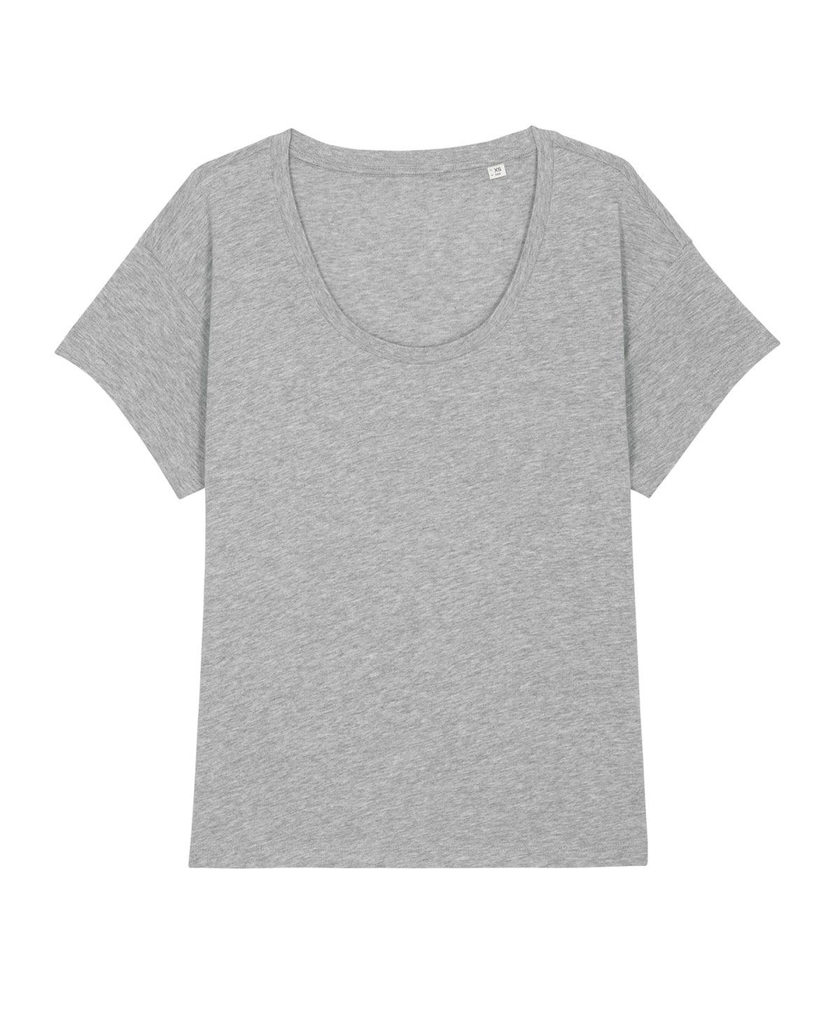 Heather Grey - Women's Stella Chiller scoop neck relaxed fit t-shirt (STTW036) T-Shirts Stanley/Stella Exclusives, New Colours For 2022, Organic & Conscious, Plus Sizes, Rebrandable, Stanley/ Stella, T-Shirts & Vests Schoolwear Centres