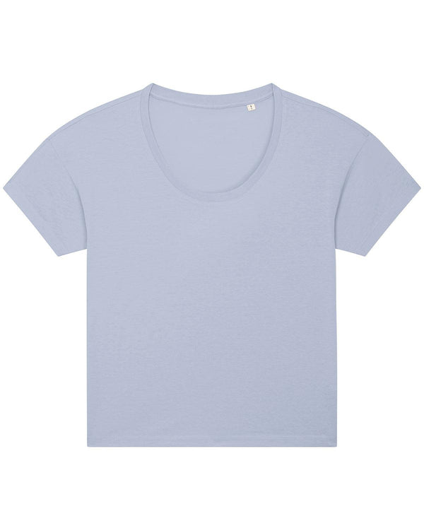 Serene Blue - Women's Stella Chiller scoop neck relaxed fit t-shirt (STTW036) T-Shirts Stanley/Stella Exclusives, New Colours For 2022, Organic & Conscious, Plus Sizes, Rebrandable, Stanley/ Stella, T-Shirts & Vests Schoolwear Centres