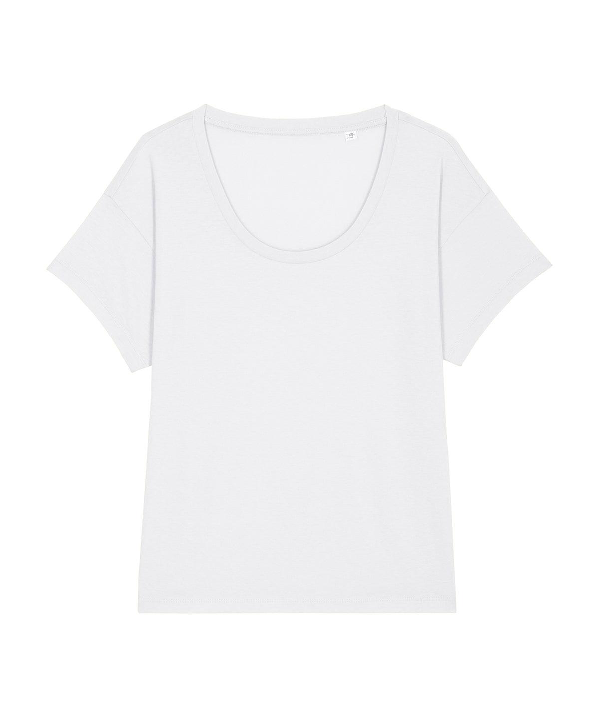 White - Women's Stella Chiller scoop neck relaxed fit t-shirt (STTW036) T-Shirts Stanley/Stella Exclusives, New Colours For 2022, Organic & Conscious, Plus Sizes, Rebrandable, Stanley/ Stella, T-Shirts & Vests Schoolwear Centres