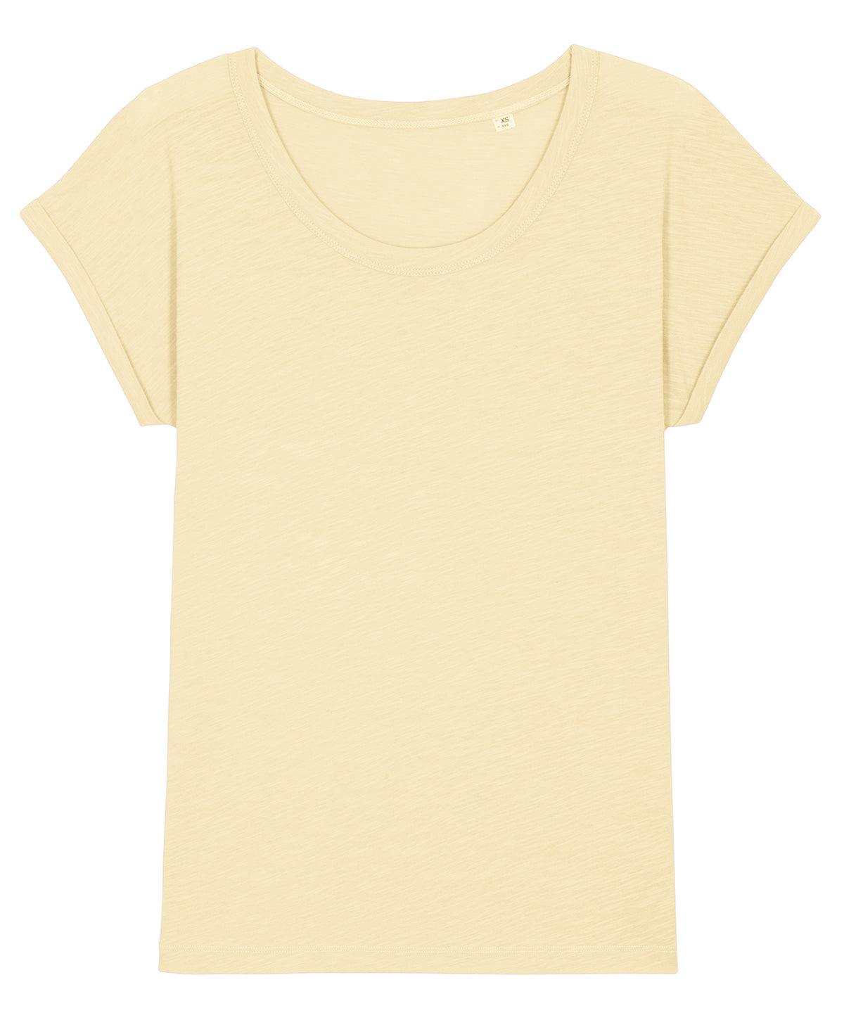 Butter - Women's Stella Rounders slub rolled sleeve slub t-shirt (STTW112) T-Shirts Stanley/Stella Exclusives, New Colours for 2023, Organic & Conscious, Plus Sizes, Rebrandable, Stanley/ Stella, T-Shirts & Vests Schoolwear Centres