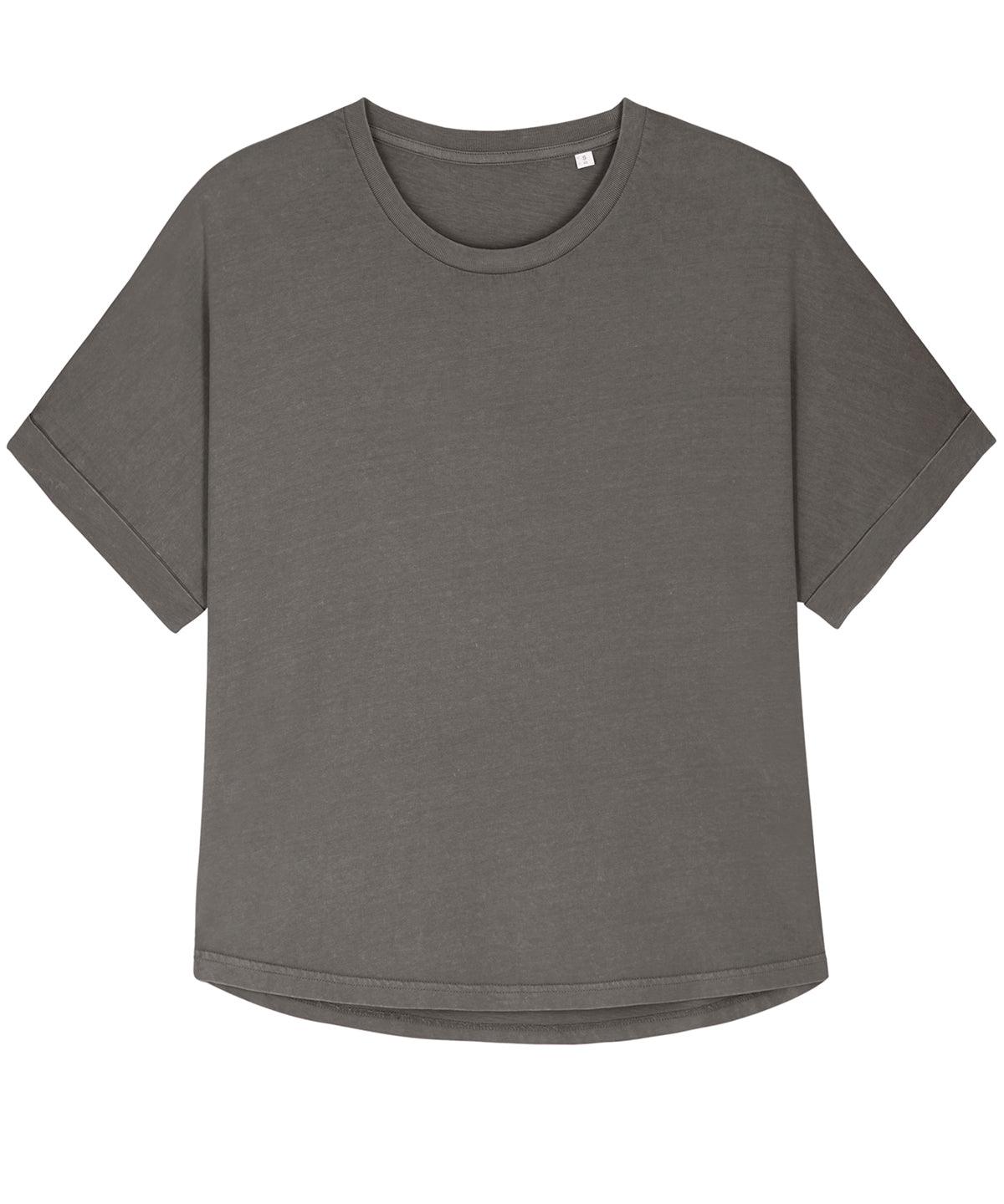 Garment Dyed Mid Anthracite - Stella Collider Vintage, The women's garment dyed rolled sleeve t-shirt (STTW068) T-Shirts Stanley/Stella Exclusives, New For 2021, New Styles For 2021, Organic & Conscious, Oversized, Raladeal - Stanley Stella, Rebrandable, Stanley/ Stella, T-Shirts & Vests, Women's Fashion Schoolwear Centres