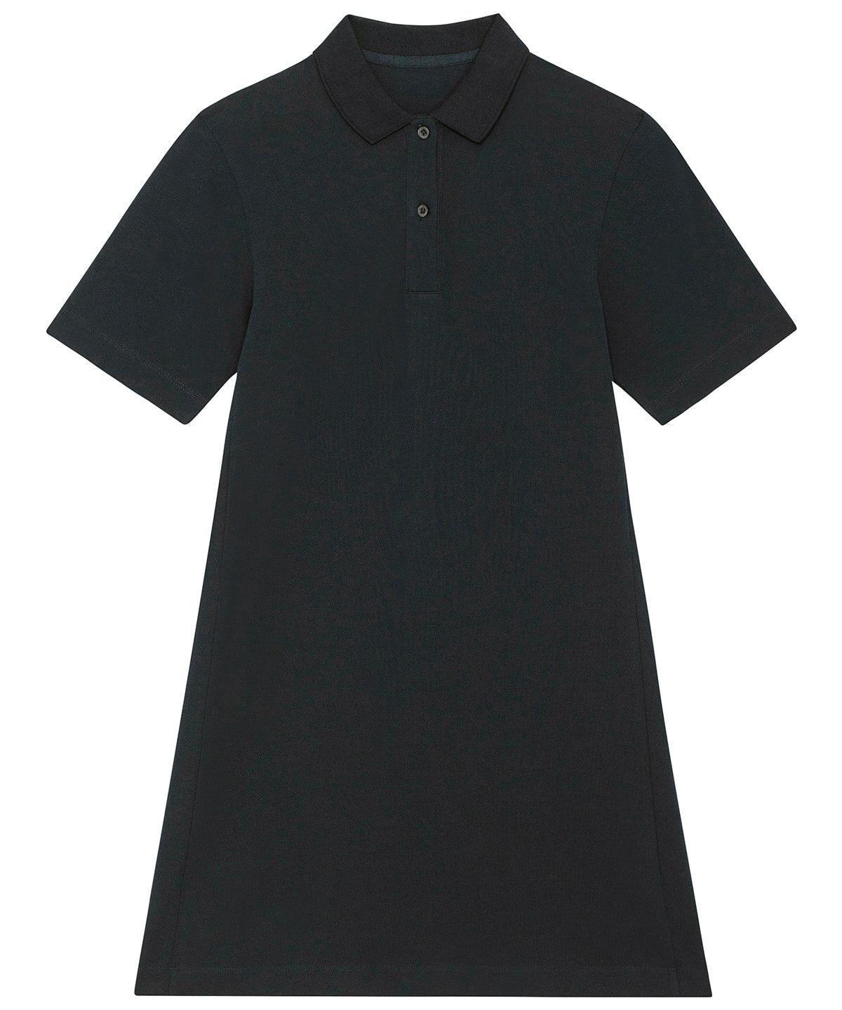 Black - Stella Paiger women's piqué polo dress (STDW162) Dresses Stanley/Stella Exclusives, New For 2021, New In Autumn Winter, New In Mid Year, Organic & Conscious, Polos & Casual, Stanley/ Stella, Women's Fashion Schoolwear Centres
