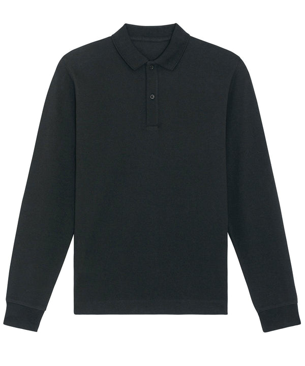 Black - Prepster long sleeve unisex polo (STPU332) Polos Stanley/Stella Exclusives, New For 2021, New In Autumn Winter, New In Mid Year, Organic & Conscious, Polos & Casual, Raladeal - Stanley Stella, Stanley/ Stella Schoolwear Centres