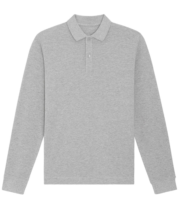 Heather Grey - Prepster long sleeve unisex polo (STPU332) Polos Stanley/Stella Exclusives, New For 2021, New In Autumn Winter, New In Mid Year, Organic & Conscious, Polos & Casual, Raladeal - Stanley Stella, Stanley/ Stella Schoolwear Centres