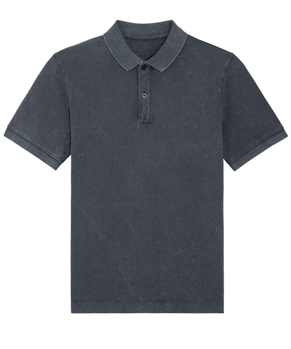Garment Dyed Aged India Ink Grey - Prepster Vintage unisex short sleeve polo (STPU335) Polos Stanley/Stella Exclusives, New For 2021, New In Autumn Winter, New In Mid Year, Organic & Conscious, Polos & Casual, Stanley/ Stella Schoolwear Centres