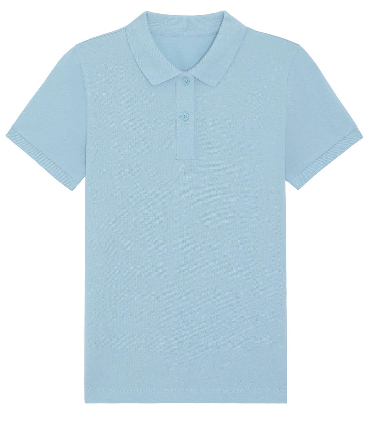 Sky Blue - Stella Elliser women's fitted piqué short sleeve polo (STPW333) Polos Stanley/Stella Exclusives, New For 2021, New In Autumn Winter, New In Mid Year, Organic & Conscious, Polos & Casual, Raladeal - Stanley Stella, Stanley/ Stella, Women's Fashion Schoolwear Centres