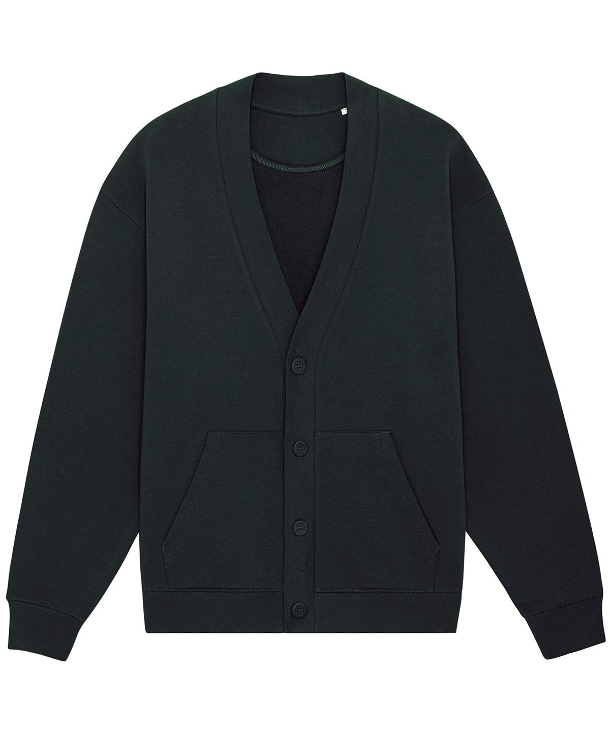 Black - Fletcher unisex oversized sweatshirt cardigan (STSU870) Cardigans Stanley/Stella Exclusives, New For 2021, New In Autumn Winter, New In Mid Year, Organic & Conscious, Oversized, Raladeal - Stanley Stella, Stanley/ Stella, Sweatshirts Schoolwear Centres