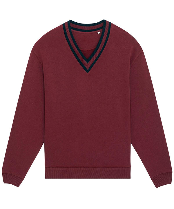 Burgundy - Sloaner unisex oversized v-neck sweatshirt (STSU871) Sweatshirts Stanley/Stella Exclusives, New For 2021, New In Autumn Winter, New In Mid Year, Organic & Conscious, Raladeal - Stanley Stella, Stanley/ Stella, Sweatshirts Schoolwear Centres