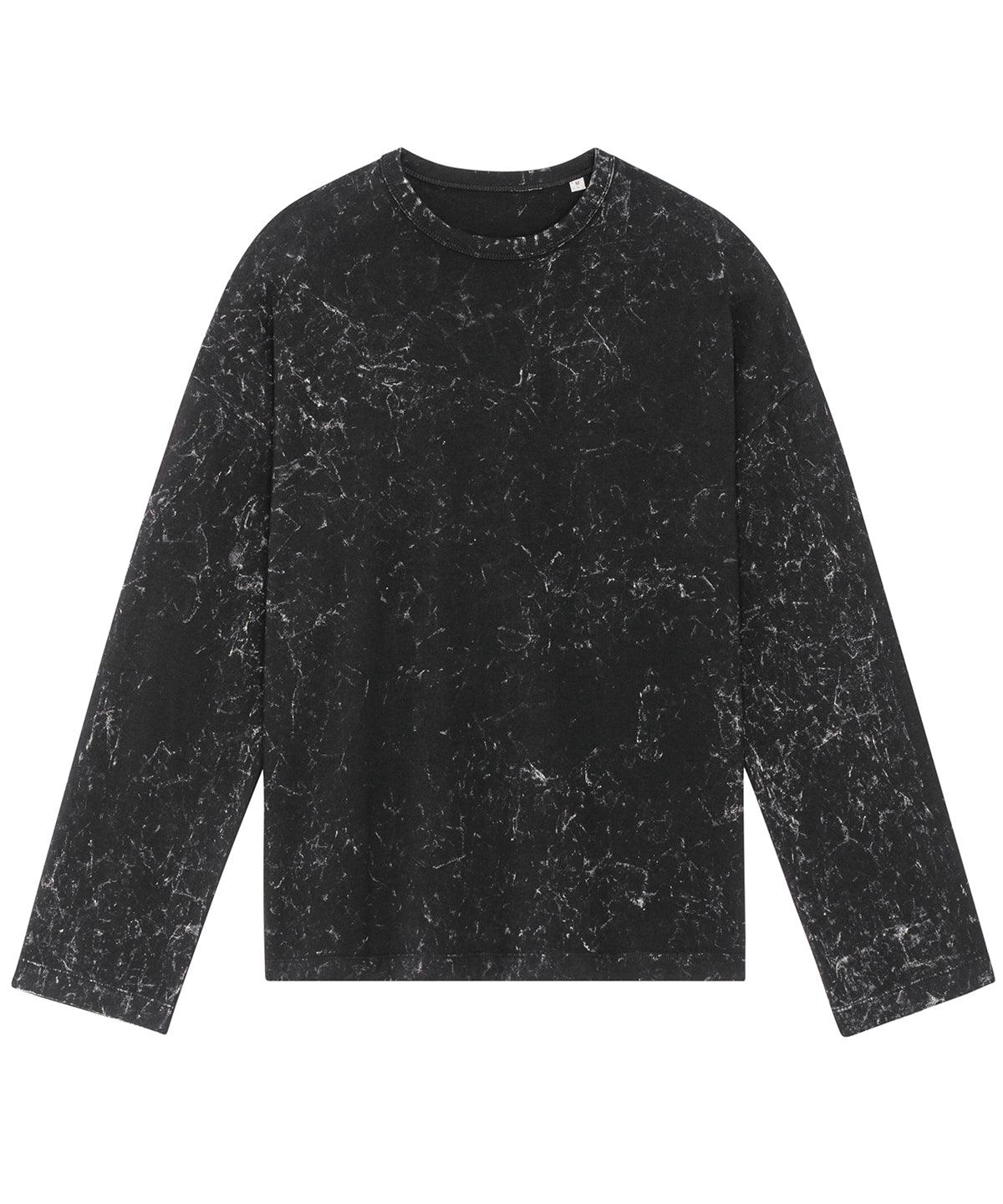 Garment Dyed Black Splatter - Triber Splatter oversized long sleeve t-shirt (STTU791) T-Shirts Stanley/Stella Exclusives, New For 2021, New In Autumn Winter, New In Mid Year, Organic & Conscious, Oversized, Raladeal - Recently Added, Stanley/ Stella, T-Shirts & Vests Schoolwear Centres