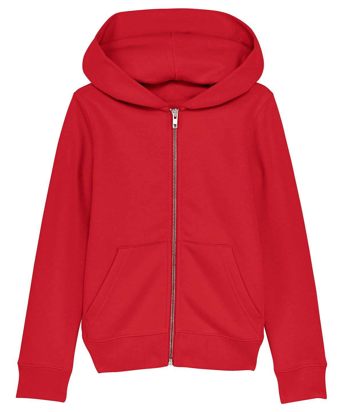 Red - Mini Runner kids brushed zip-through sweatshirt (STSK912) Hoodies Stanley/Stella Exclusives, Hoodies, New Styles For 2022, Organic & Conscious Schoolwear Centres