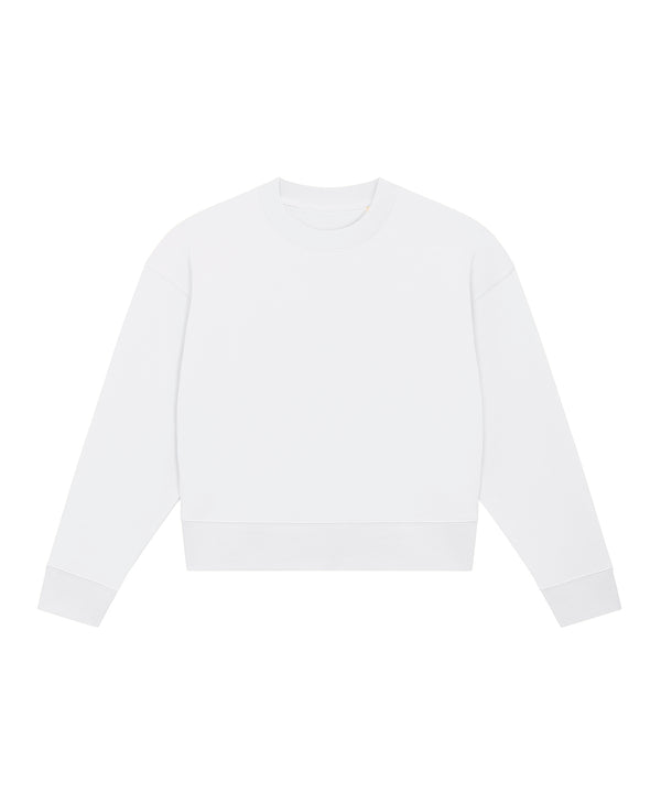 White - Stella Cropster terry women's cropped crew neck sweatshirt (STSW873) Sweatshirts Stanley/Stella Cropped, Exclusives, New Styles For 2022, Organic & Conscious, Stanley/ Stella, Sweatshirts Schoolwear Centres