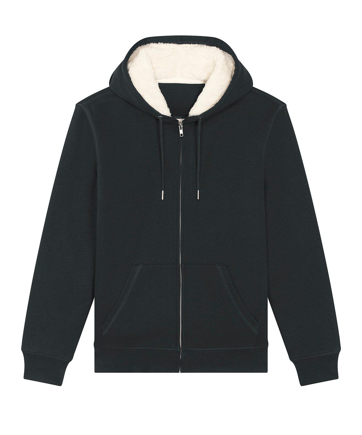 Black - Unisex Hygger sherpa zip-through sweatshirt (STSU956) Hoodies Stanley/Stella Hoodies, Jackets - Fleece, New in, Organic & Conscious, Sherpas, Stanley/ Stella Schoolwear Centres