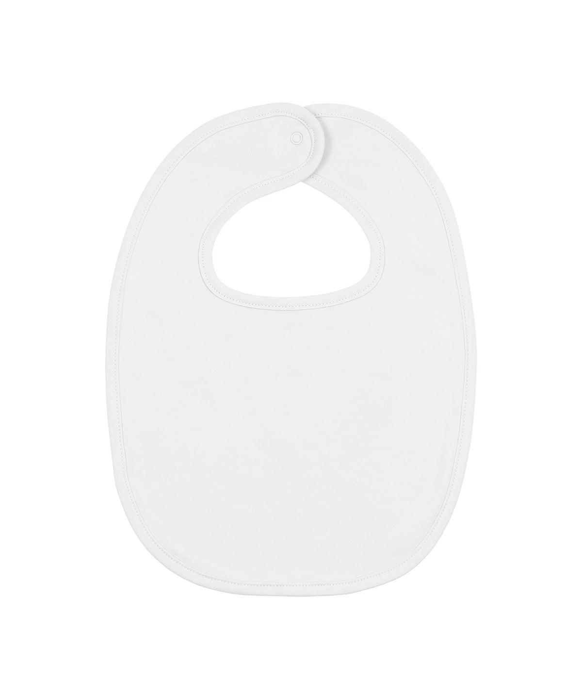 White - Baby bib (STAU029) Bibs Stanley/Stella Baby & Toddler, New Styles for 2023, Organic & Conscious, Rebrandable Schoolwear Centres