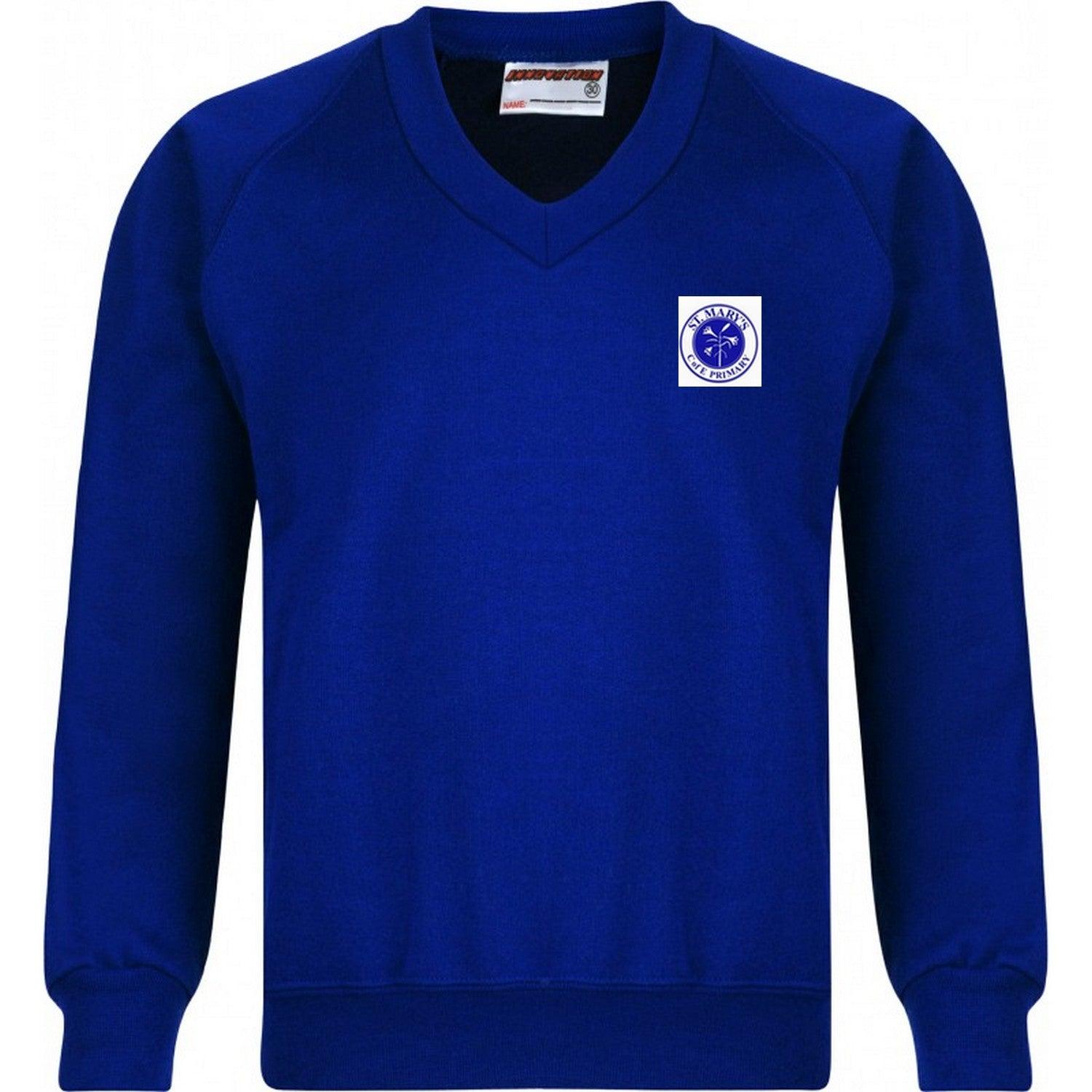 St Mary's C of E Primary School, Prittlewell - Royal V-neck Sweatshirt with School Logo - Schoolwear Centres | School Uniform Centres