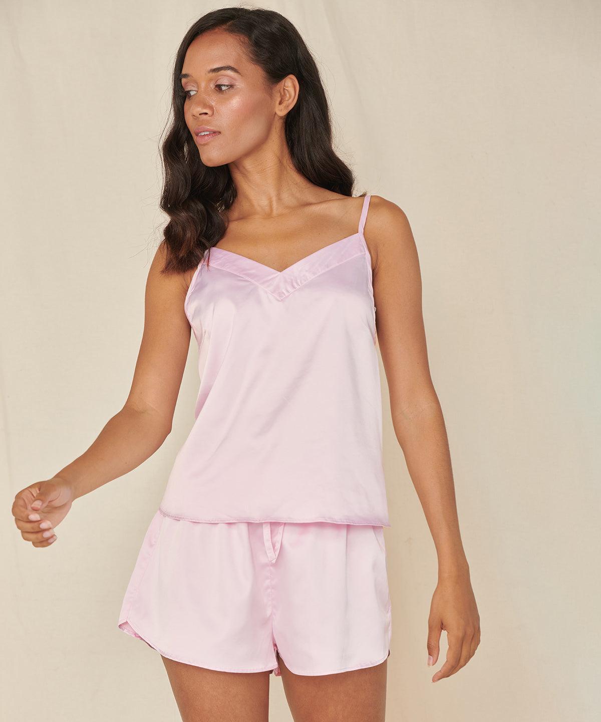 Light Pink - Women's satin cami short pyjamas Pyjamas Towel City Gifting, Lounge & Underwear, Lounge Sets, Plus Sizes Schoolwear Centres