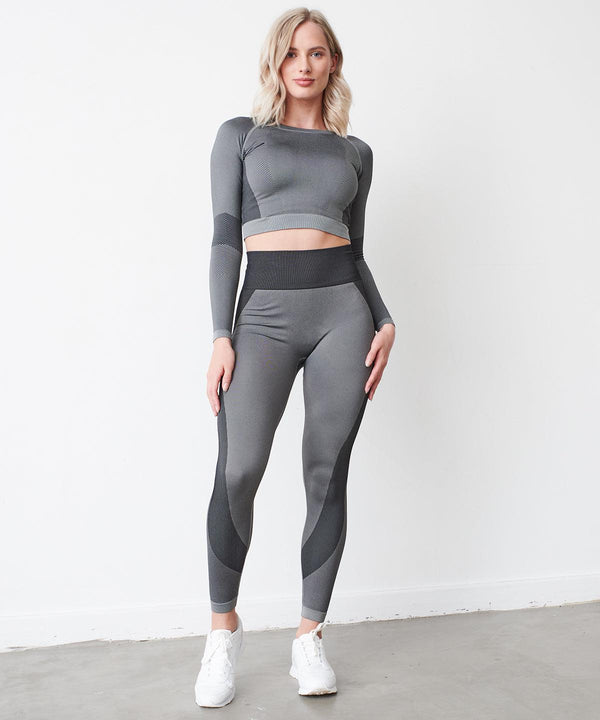 Light Grey/Black - Women's seamless panelled leggings Leggings Tombo Activewear & Performance, Leggings, Must Haves, On-Trend Activewear, Padded Perfection, Plus Sizes, Raladeal - Recently Added, Rebrandable, Sports & Leisure, Trousers & Shorts Schoolwear Centres