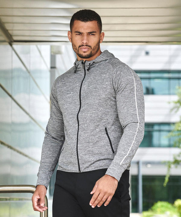 Grey Marl - Hoodie with reflective tape Hoodies Tombo Athleisurewear, Gymwear, Hoodies, Must Haves, Sports & Leisure, Tracksuits Schoolwear Centres