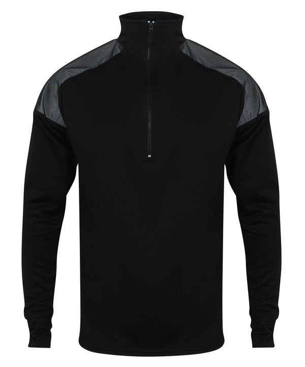 Black - ¼ zip top with reflective panels Sports Overtops Tombo Athleisurewear, Rebrandable, Sale, Sports & Leisure Schoolwear Centres