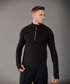 Black - Long-sleeved ¼ zip top Sports Overtops Tombo Activewear & Performance, Sports & Leisure Schoolwear Centres