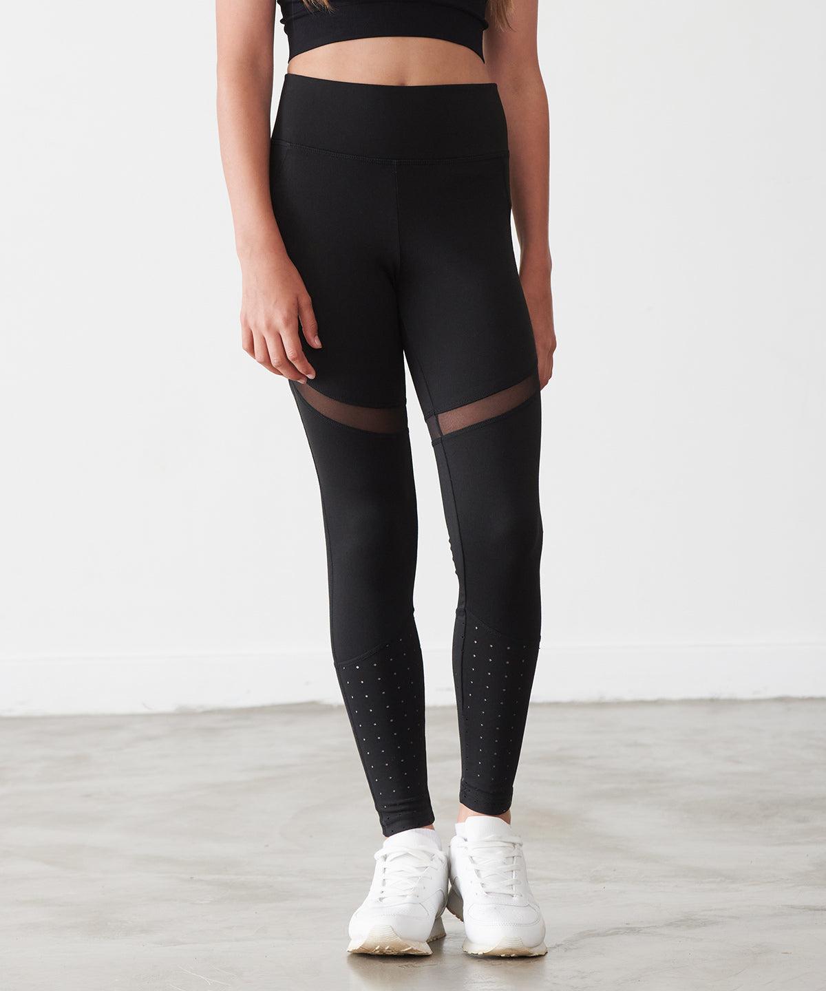 Black - Kids panelled leggings Leggings Tombo Activewear & Performance, Leggings, Plus Sizes, Rebrandable, Sports & Leisure, Trousers & Shorts Schoolwear Centres