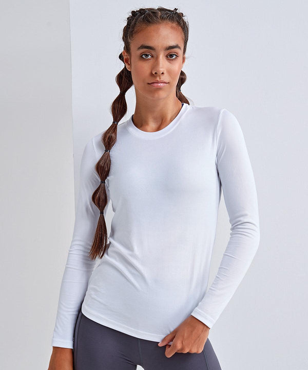 White - Women's TriDri® long sleeve performance t-shirt T-Shirts TriDri® Activewear & Performance, Exclusives, Rebrandable, Sports & Leisure, T-Shirts & Vests, UPF Protection Schoolwear Centres