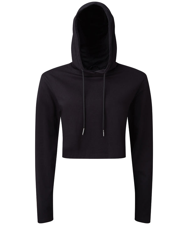 Black - Women's TriDri® cropped hooded long sleeve t-shirt Hoodies TriDri® Activewear & Performance, Back to the Gym, Exclusives, Gymwear, Lounge Sets, Must Haves, Raladeal - Recently Added, Rebrandable, Sports & Leisure, T-Shirts & Vests, Tracksuits, Trending, Trending Loungewear Schoolwear Centres