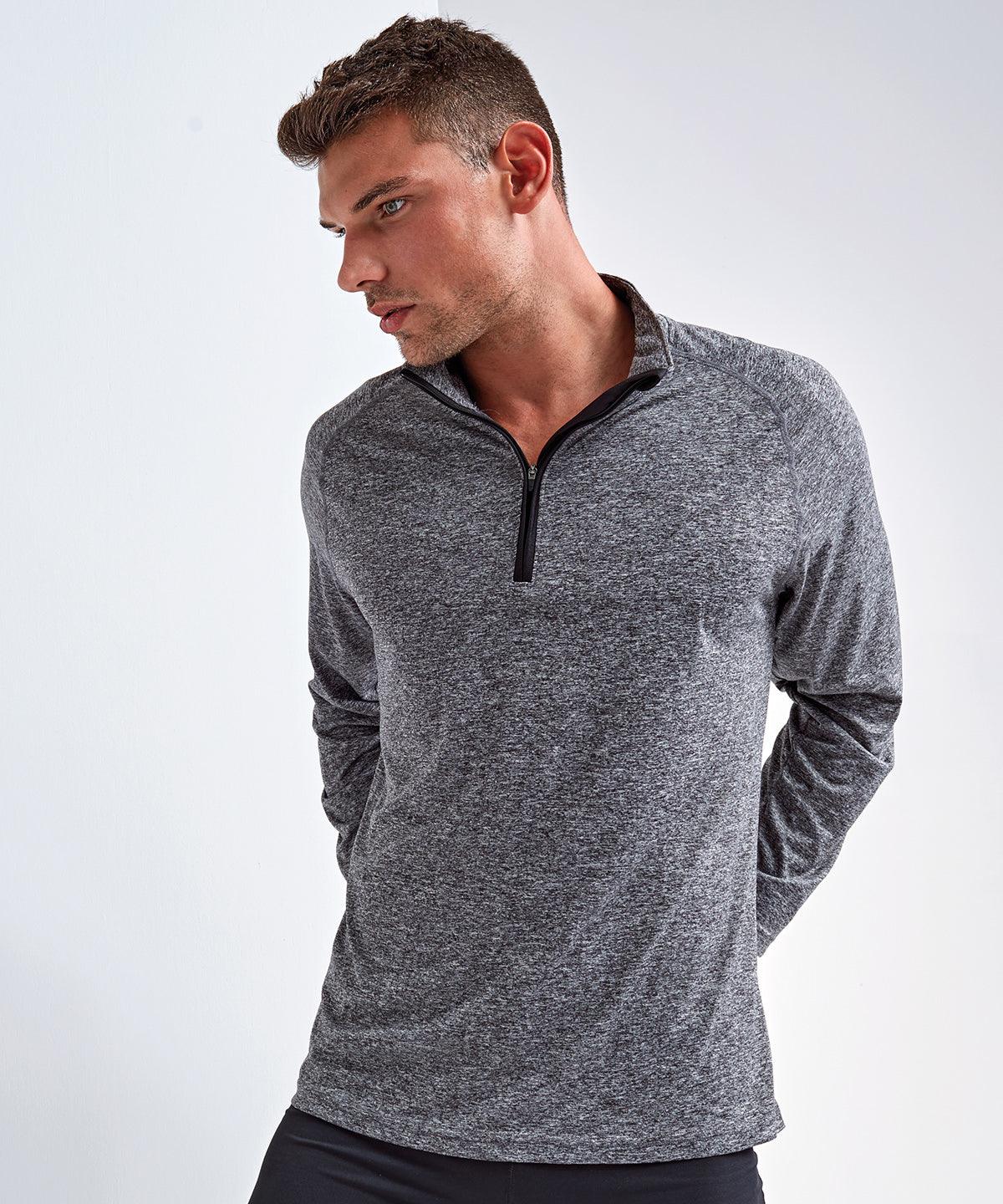 Black Melange/Black - TriDri® long sleeve performance ¼ zip Sports Overtops TriDri® Activewear & Performance, Athleisurewear, Back to Fitness, Exclusives, Must Haves, Outdoor Sports, Plus Sizes, Rebrandable, Sports & Leisure, Team Sportswear, UPF Protection Schoolwear Centres