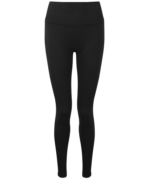 Black - Women's TriDri® ribbed seamless 3D fit multi-sport leggings Leggings TriDri® Activewear & Performance, Back to the Gym, Co-ords, Exclusives, Leggings, Lounge Sets, Must Haves, New For 2021, New Styles For 2021, Rebrandable, Sports & Leisure, Trousers & Shorts Schoolwear Centres