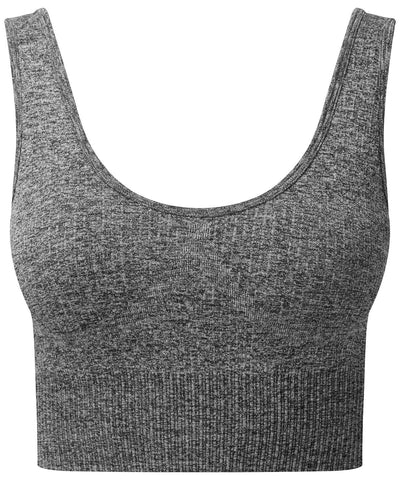 Black Melange - Women's TriDri® ribbed seamless 3D fit multi-sport bra Bras TriDri® Activewear & Performance, Back to the Gym, Co-ords, Exclusives, Lounge Sets, Must Haves, New For 2021, New Styles For 2021, Rebrandable, Sports & Leisure Schoolwear Centres