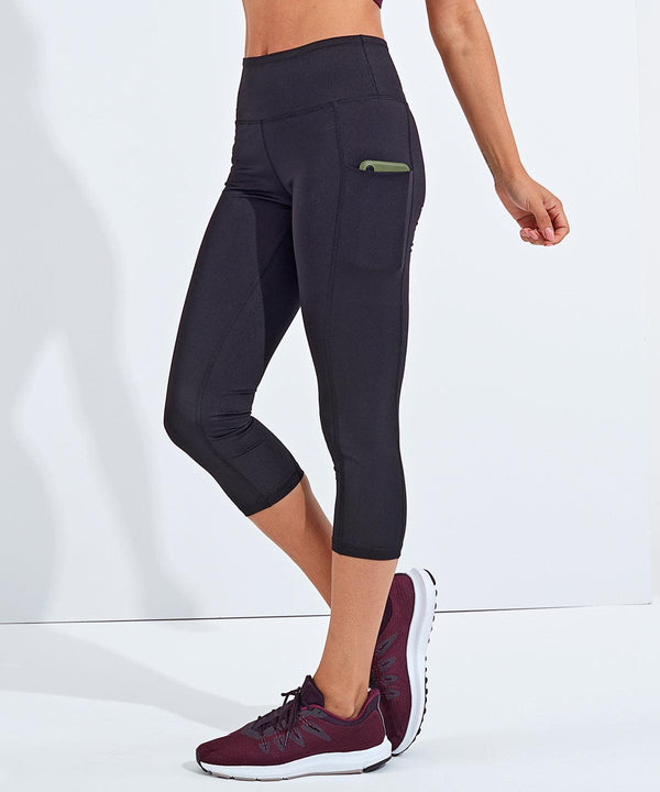 Black - Women's TriDri® recycled performance leggings 3/4 length Leggings TriDri® Activewear & Performance, Back to the Gym, Exclusives, Gymwear, Leggings, New Styles For 2022, Organic & Conscious, Women's Fashion Schoolwear Centres