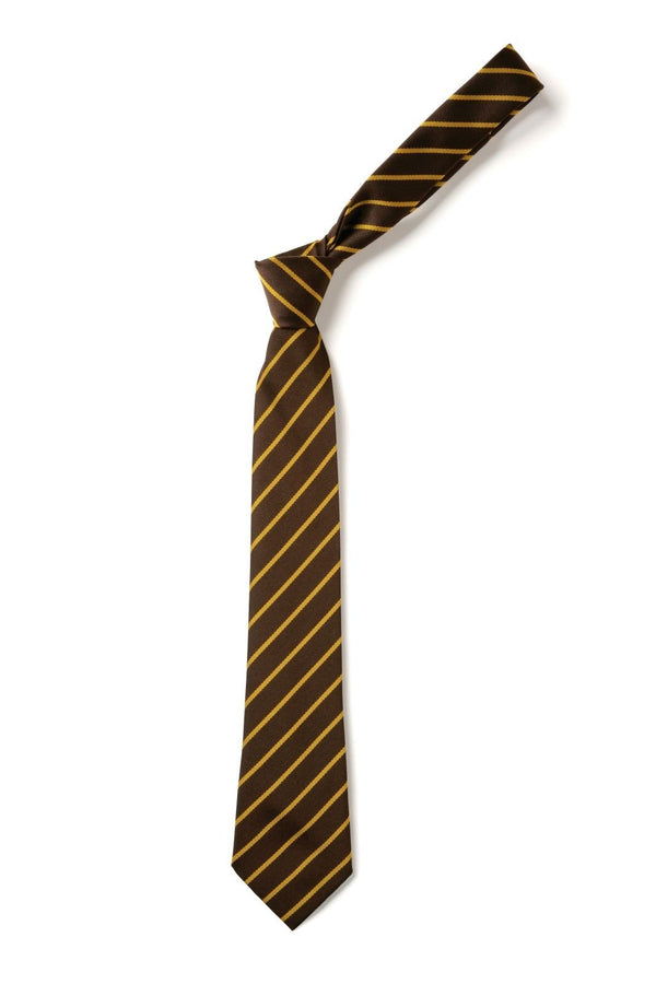 Wickford C of E - Brown and Gold Elastic School Tie - Schoolwear Centres | School Uniform Centres
