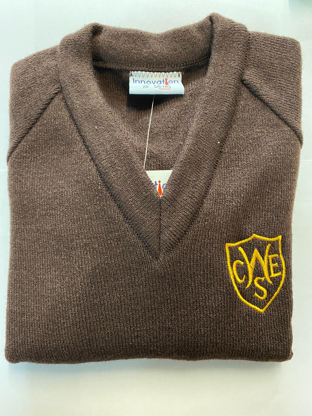 The Wickford Infant School - Brown Knitwear (Knitted) Jumper with School Logo - Schoolwear Centres | School Uniform Centres