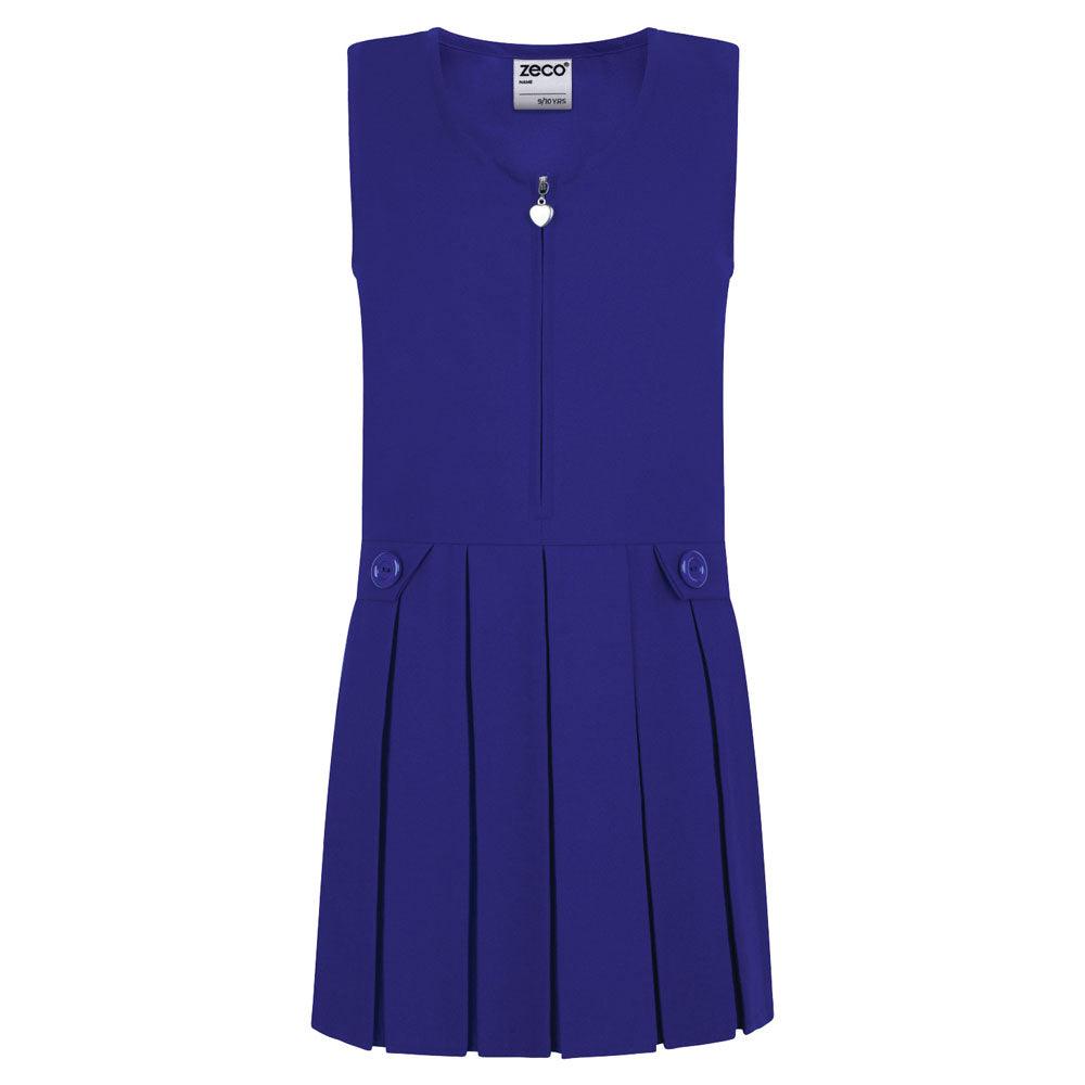 Two Button/Flap Pinafores | Grey | Navy | Bottle | Brown | Black | Royal | Maroon - Schoolwear Centres | School Uniforms near me