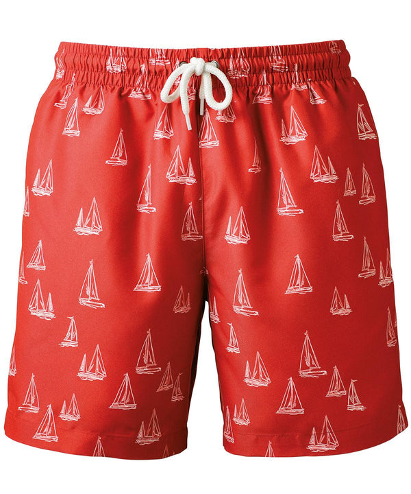 Washed Coral Nautical Design - Men's swim shorts Shorts Wombat Exclusives, Holiday Season, Resortwear, Sports & Leisure, Trousers & Shorts Schoolwear Centres