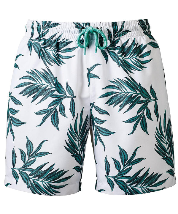 White/Green Leaf - Men's swim shorts Shorts Wombat Exclusives, Holiday Season, Resortwear, Sports & Leisure, Trousers & Shorts Schoolwear Centres
