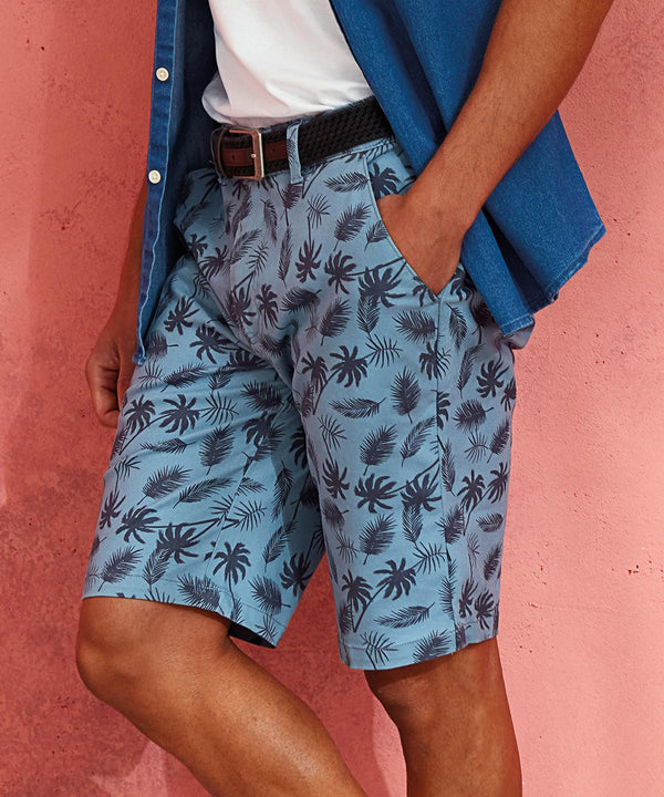 Blue - Men’s palm print shorts Shorts Wombat New Styles for 2023, Rebrandable, Resortwear, Trousers & Shorts Schoolwear Centres