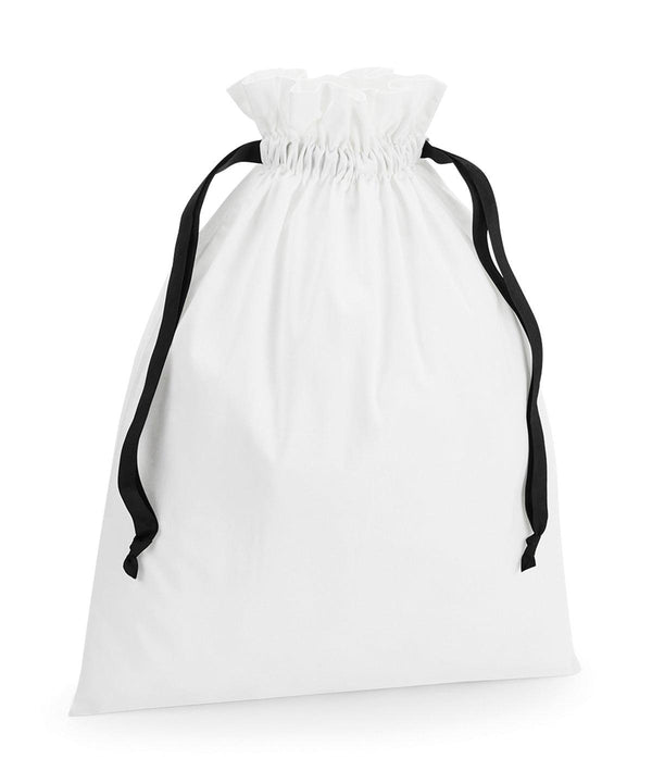 Soft White/Black - Cotton gift bag with ribbon drawstring Bags Westford Mill Bags & Luggage, New Styles for 2023 Schoolwear Centres