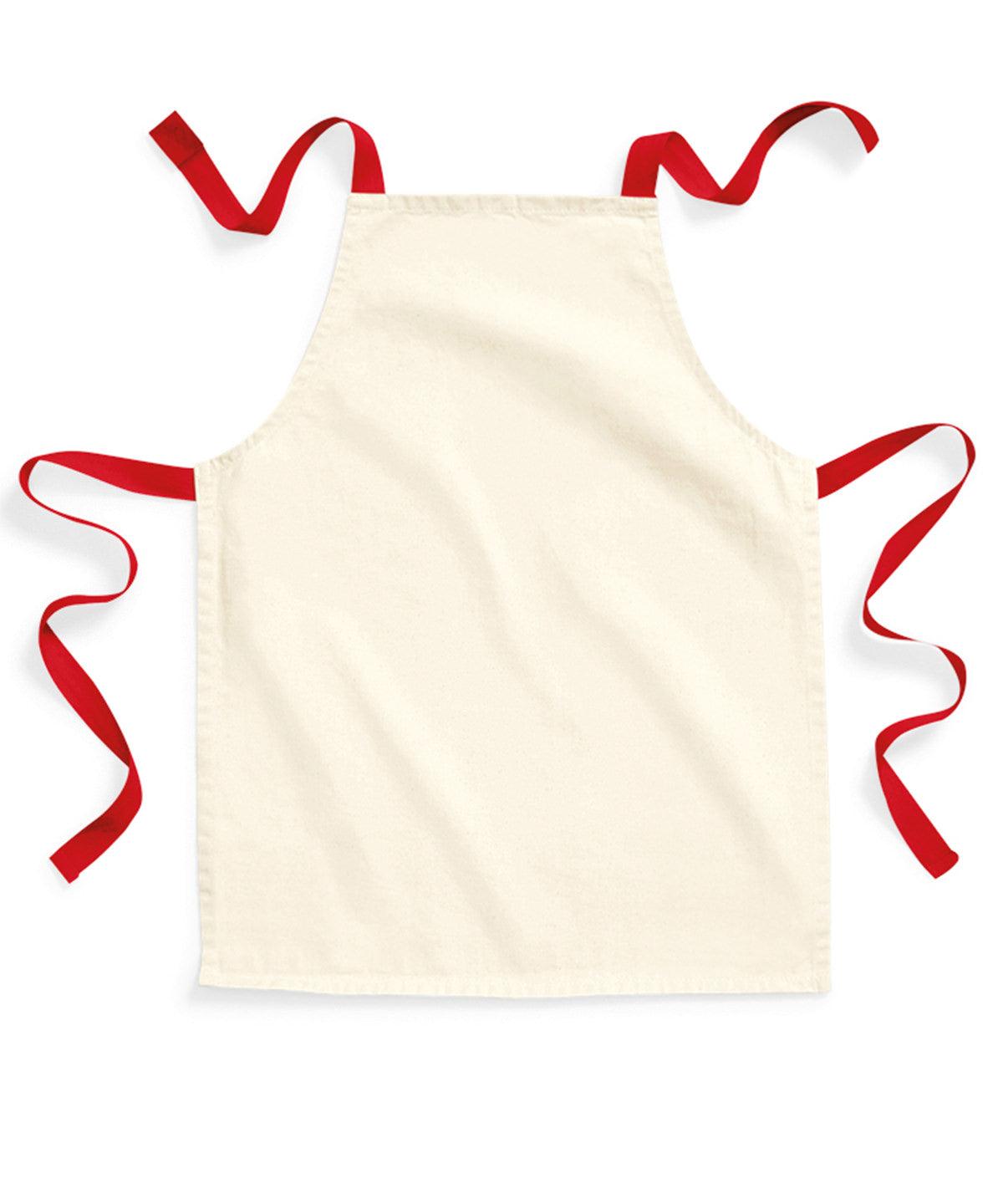 Natural/Classic Red - Fairtrade cotton junior craft apron Aprons Westford Mill Aprons & Service, Junior, New Colours For 2022, Organic & Conscious, Workwear Schoolwear Centres