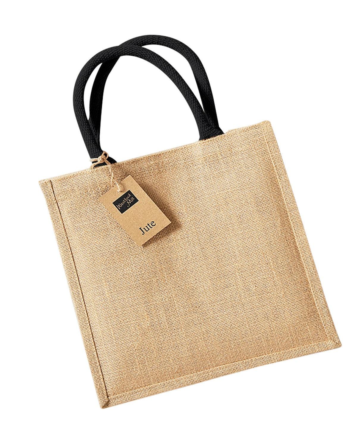 Natural/Black - Jute midi tote Bags Westford Mill Bags & Luggage Schoolwear Centres