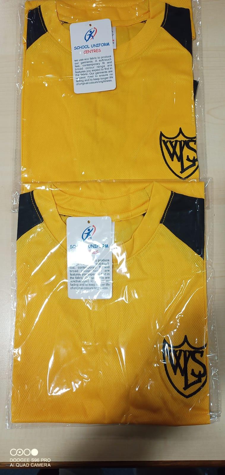 West Leigh School - Official New PE T-shirt (Gold/Black) with School Logo - £8.99 T-Shirts School Uniform Centres West Leigh Junior School, West Leigh Pinafore, West Leigh Primary School, Westborough Academy, Westborough Primary, westcliff, Westcliff High, whatsapp, Whitmore Primary, Wickford C of E Schoolwear Centres