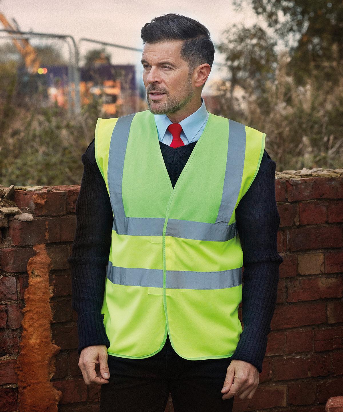 Raspberry Yoke/Yellow - Hi-vis 2-band-and-braces waistcoat (HVW100) Safety Vests Yoko Must Haves, Personal Protection, Plus Sizes, Safety Essentials, Safetywear, Workwear Schoolwear Centres