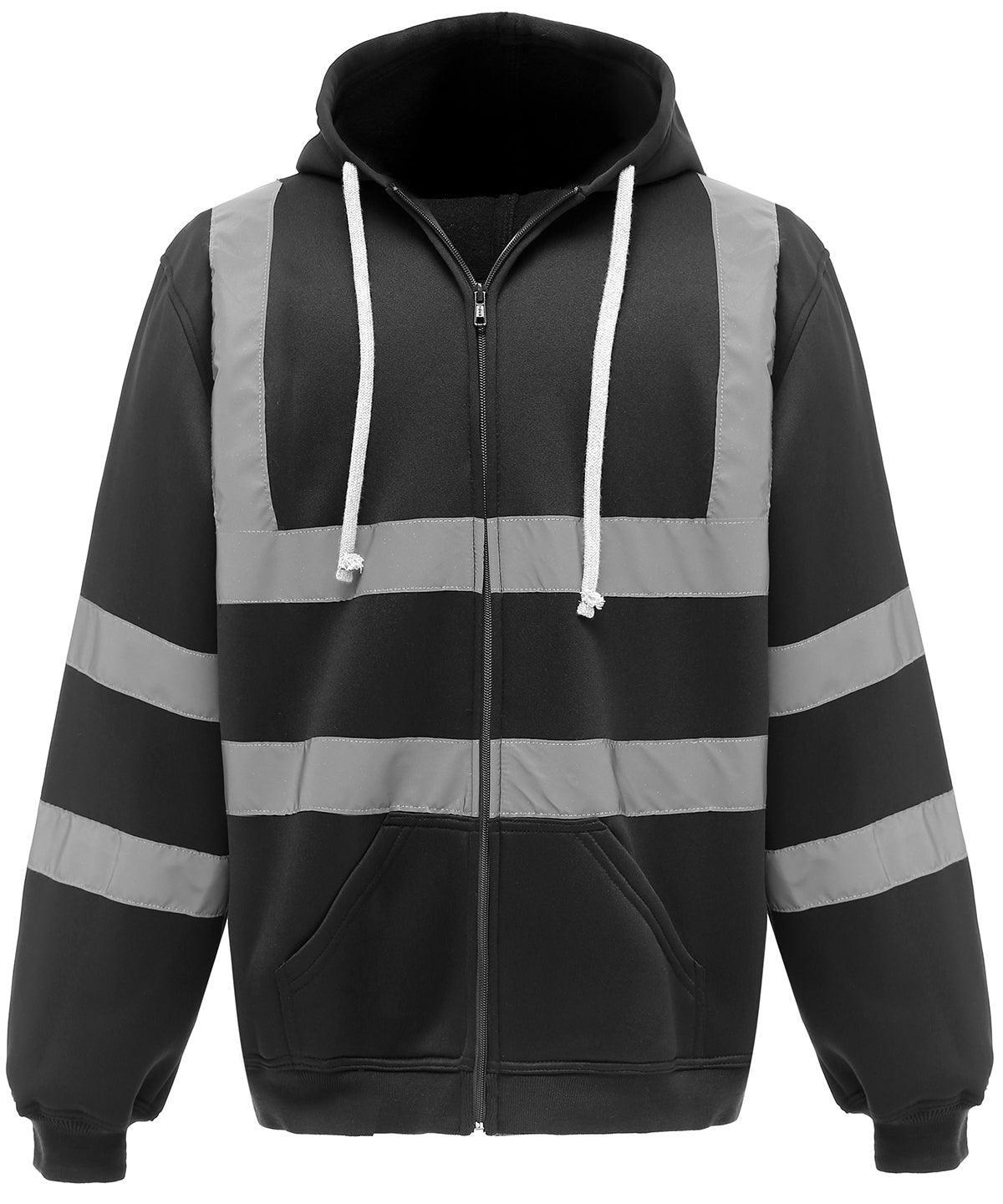Black - Hi-vis zip hoodie (HVK07) Hoodies Yoko Hoodies, Must Haves, Plus Sizes, Safetywear Schoolwear Centres