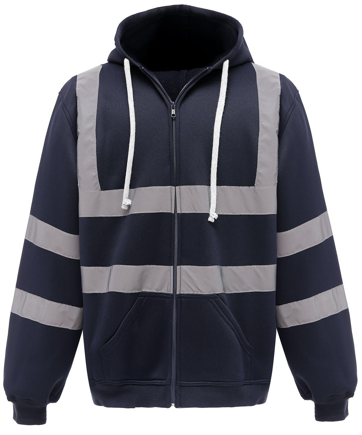 Navy - Hi-vis zip hoodie (HVK07) Hoodies Yoko Hoodies, Must Haves, Plus Sizes, Safetywear Schoolwear Centres