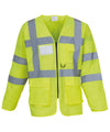 Yellow - Hi-vis executive long sleeve waistcoat (HVJ800) Safety Vests Yoko Plus Sizes, Safetywear, Workwear Schoolwear Centres